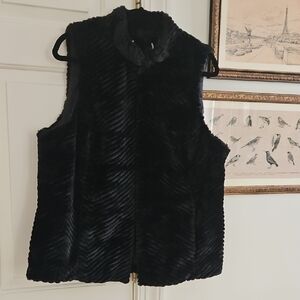 2 For $40 Black Faux Fur Vest